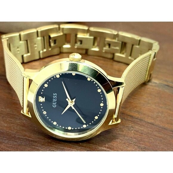 Guess Women's Watch U1197L5 Quartz Black Dial Gold Mesh Stainless Steel … - Picture 6 of 12